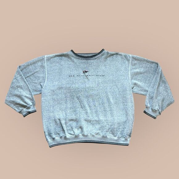 VTG Y2K Sea Gull Golf Club Textured Crewneck Sweatshirt Ribbed Cuffs Size Large - Picture 1 of 9